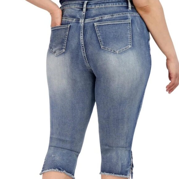 New Alivia Ford Women’s Plus Size Frayed Hem Curvy Blue Capri Pants, size 24W - Picture 2 of 8